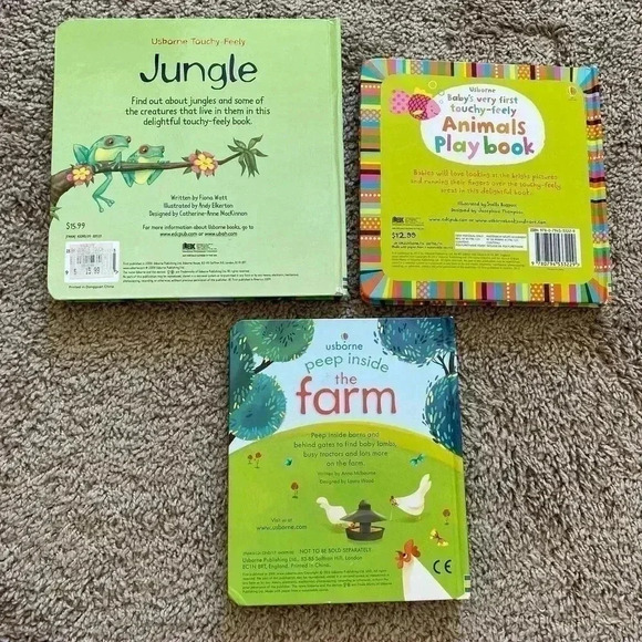 Usborne Lot of 3 Books Touchy Feely Animals, Peek Inside the Farm & Jungle - Picture 8 of 9